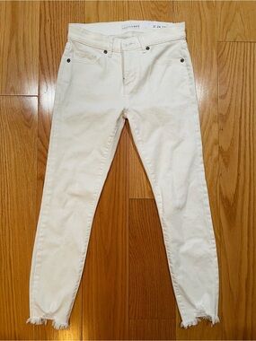 LOFT White High-Rise Skinny Crop Jeans